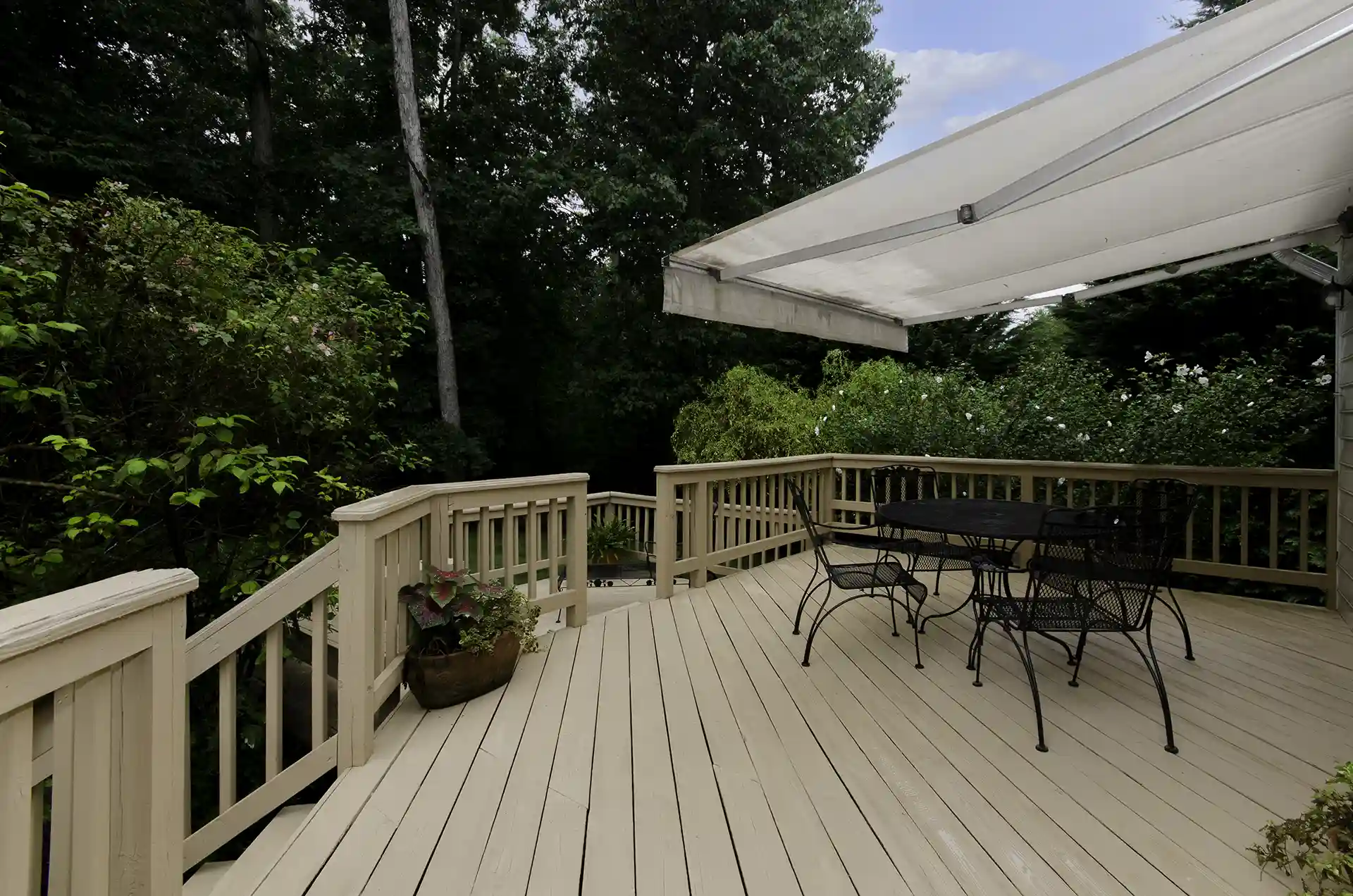 Natural cedar and mahogany wood deck in Plymouth, MA